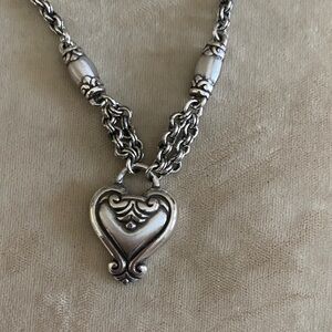 BRIGHTON Elegant Silver Heart Pendant Necklace;Like New